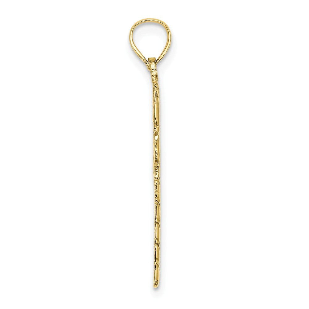 10K Yellow Gold Solid Polished Candy Cane Pendant