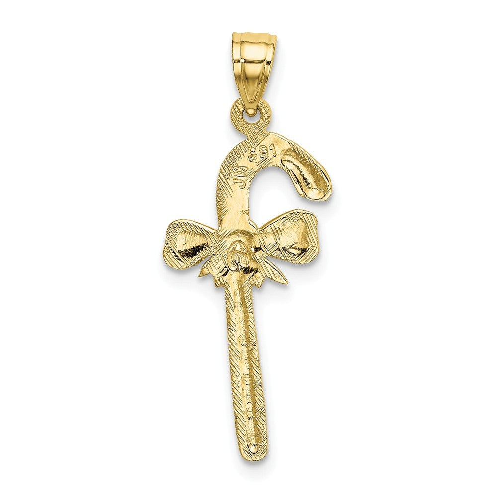 10K Yellow Gold Solid Polished Candy Cane Pendant