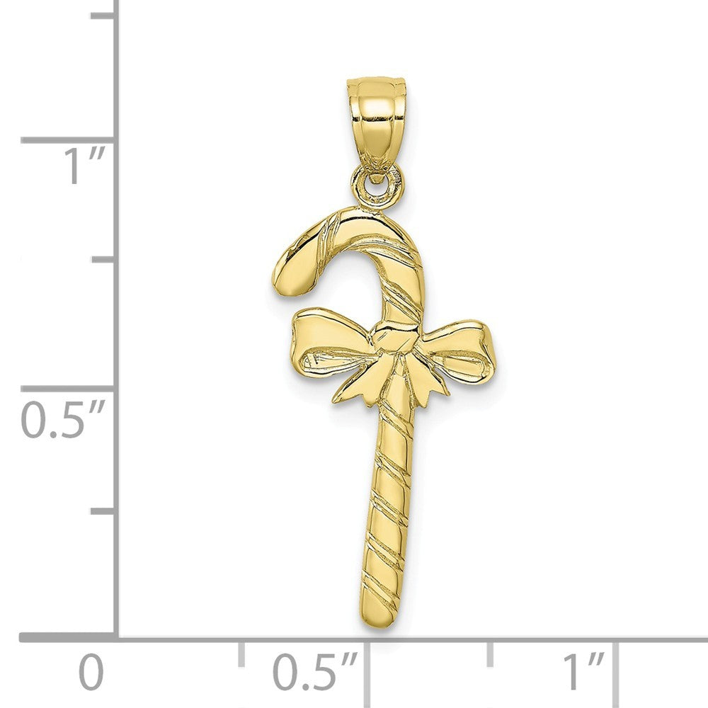 10K Yellow Gold Solid Polished Candy Cane Pendant