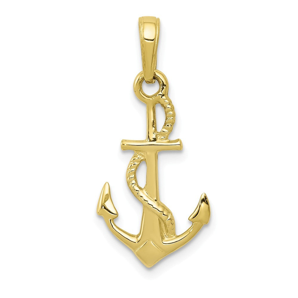 10K Yellow Gold Solid Polished 3-Dimensional Anchor Pendant