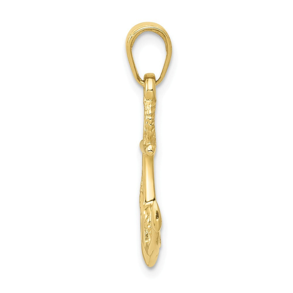 10K Yellow Gold Solid Polished 3-Dimensional Anchor Pendant