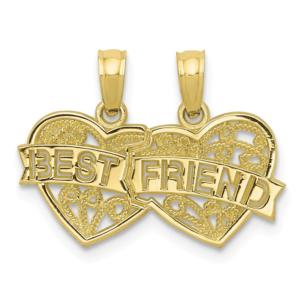 10K Yellow Gold Best Friend 2 Piece Break-a-part Charm Pendant