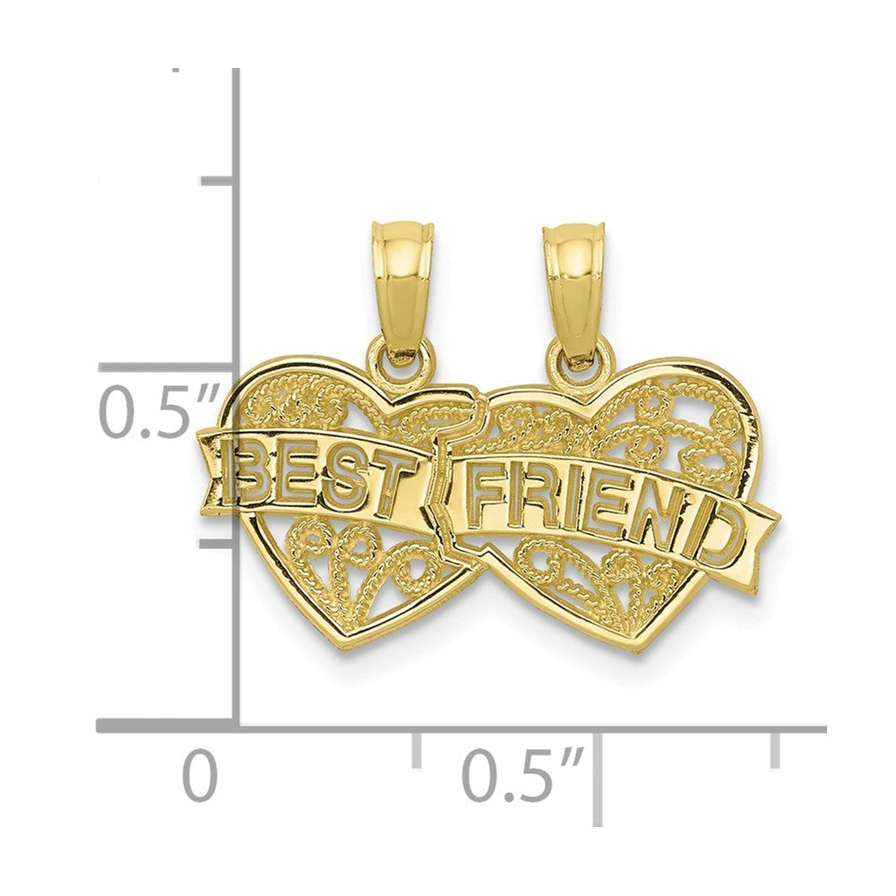 10K Yellow Gold Best Friend 2 Piece Break-a-part Charm Pendant