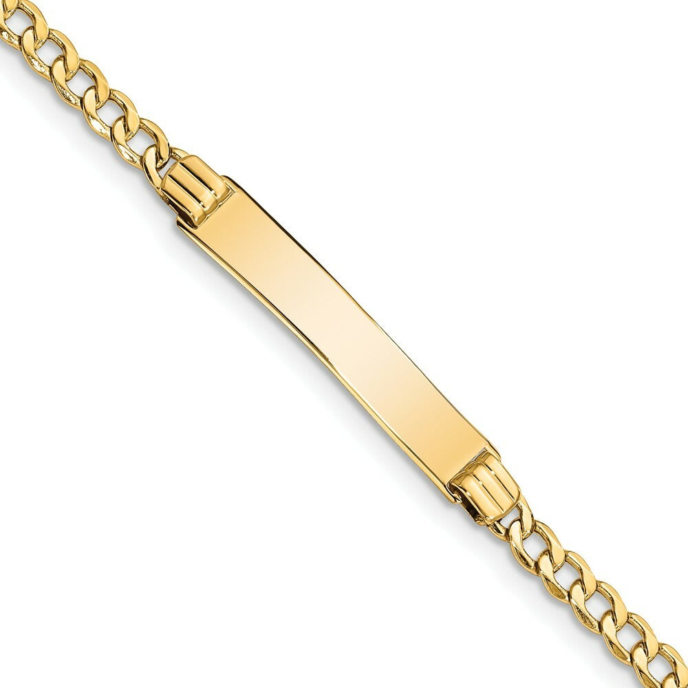10K Yellow Gold Semi-solid Curb Link ID Bracelet  length: 7 inches