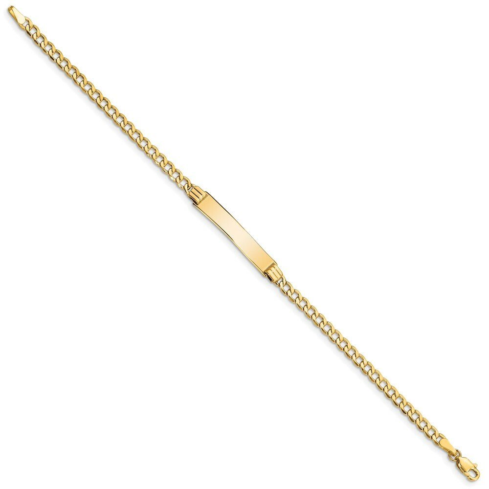 10K Yellow Gold Semi-solid Curb Link ID Bracelet  length: 7 inches