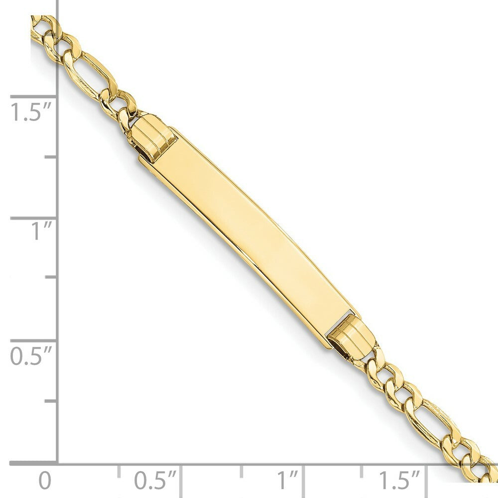 10K Yellow Gold Semi-solid Figaro Link ID Bracelet  length: 7 inches