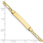 Load image into Gallery viewer, 10K Yellow Gold Semi-solid Figaro Link ID Bracelet  length: 7 inches
