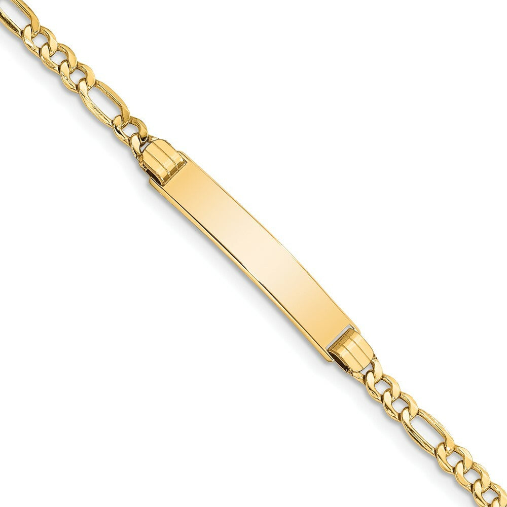 10K Yellow Gold Semi-solid Figaro Link ID Bracelet  length: 7 inches