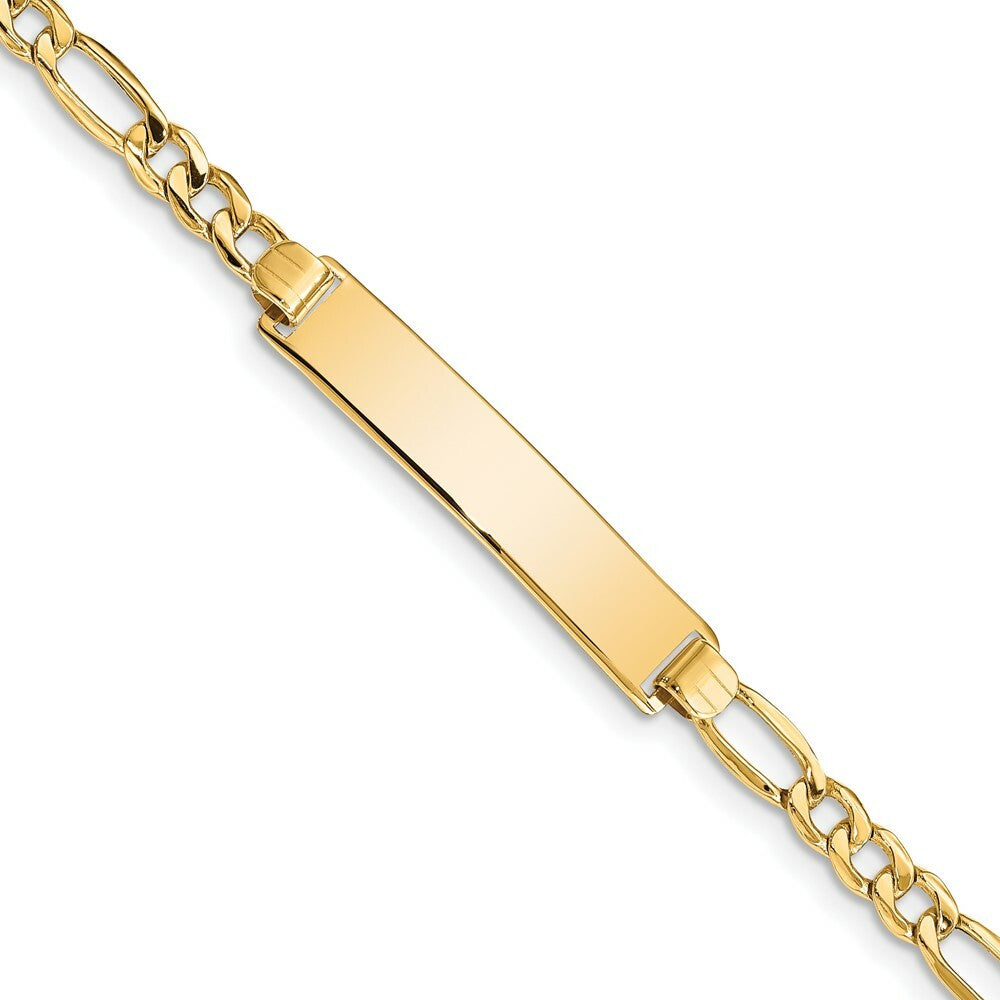 10K Yellow Gold Semi-solid Figaro Link ID Bracelet  length: 8 inches
