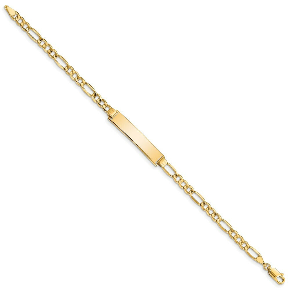 10K Yellow Gold Semi-solid Figaro Link ID Bracelet  length: 8 inches