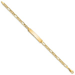 Load image into Gallery viewer, 10K Yellow Gold Semi-solid Figaro Link ID Bracelet  length: 8 inches
