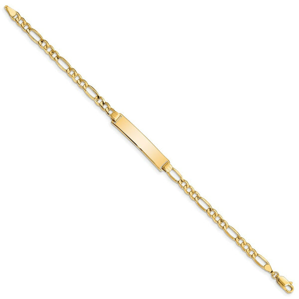 10K Yellow Gold Semi-solid Figaro Link ID Bracelet  length: 8 inches