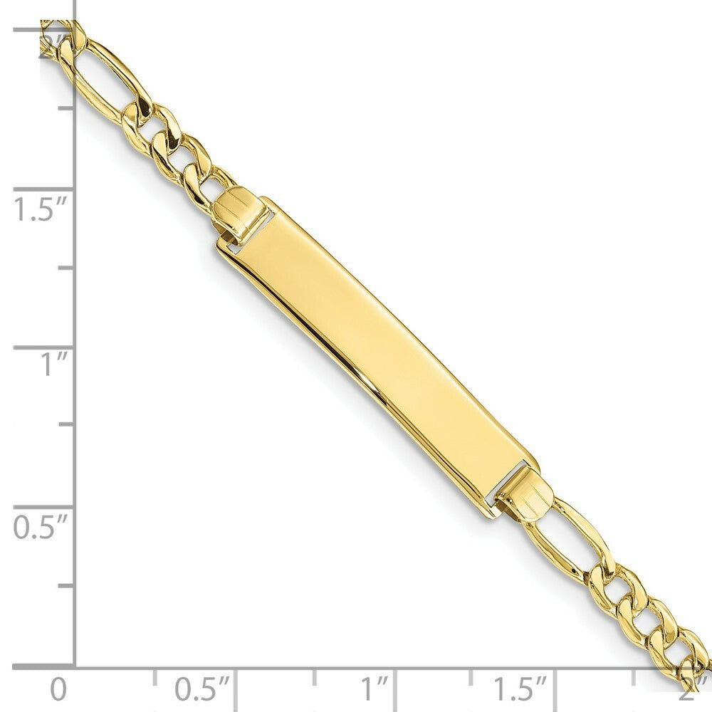 10K Yellow Gold Semi-solid Figaro Link ID Bracelet  length: 8 inches