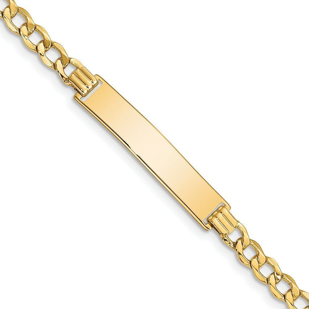 10K Yellow Gold Semi-solid Curb Link ID Bracelet  length: 7 inches