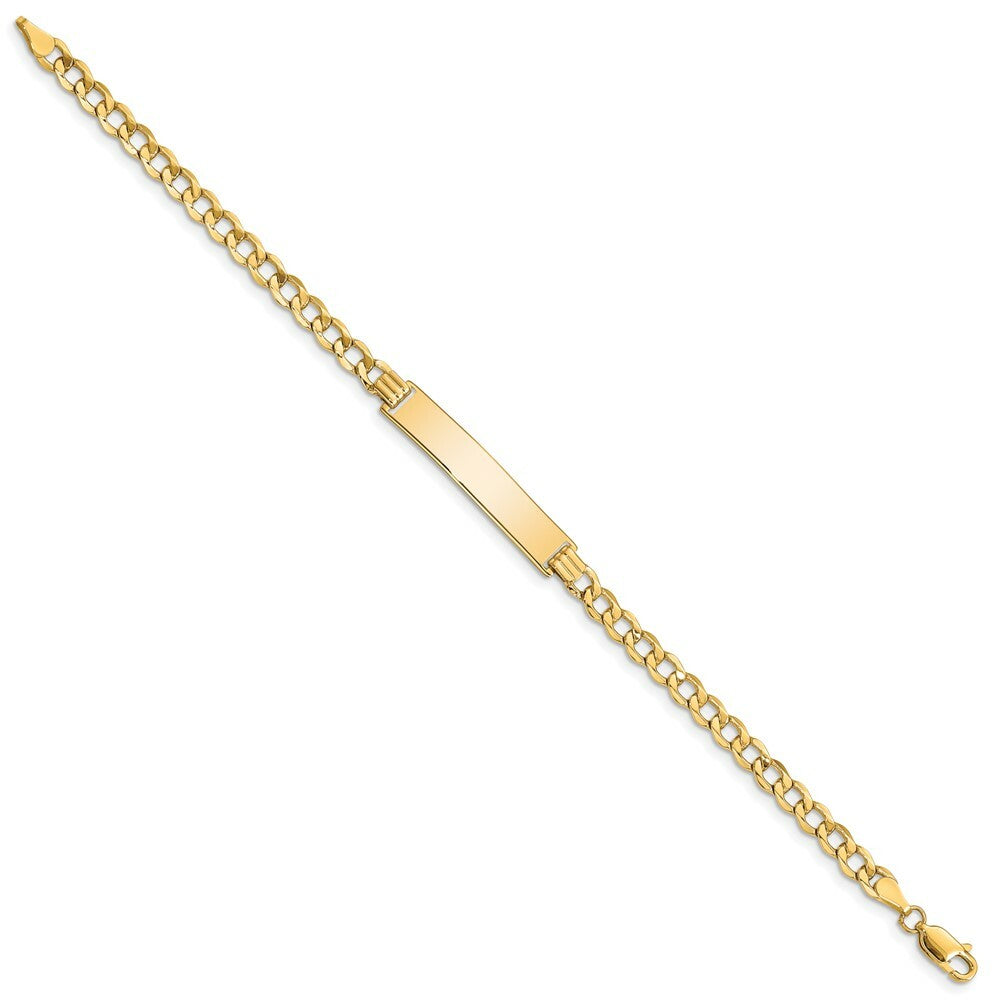 10K Yellow Gold Semi-solid Curb Link ID Bracelet  length: 7 inches