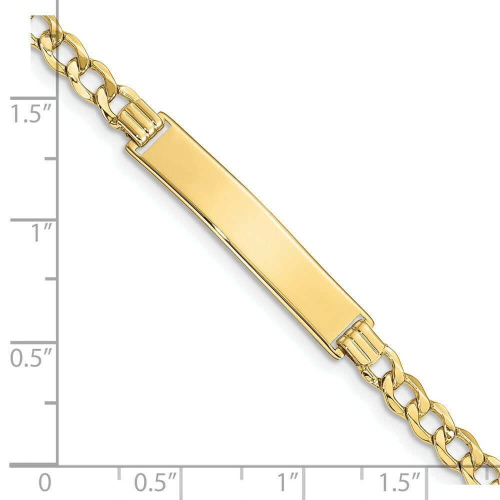 10K Yellow Gold Semi-solid Curb Link ID Bracelet  length: 7 inches