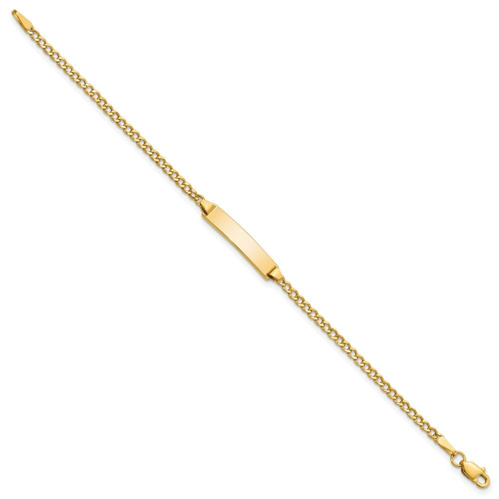 10K Yellow Gold Semi-solid Curb Link ID Bracelet  length: 7 inches