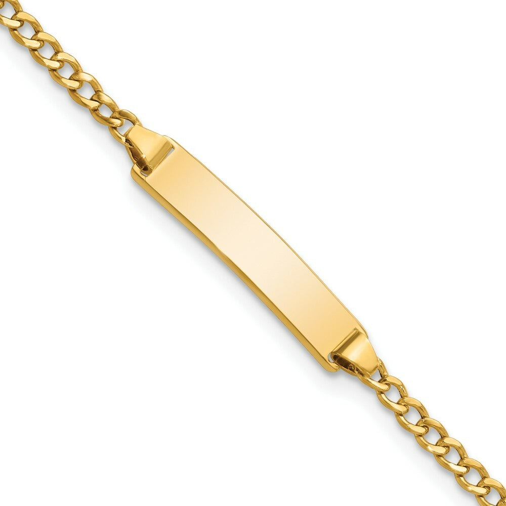 10K Yellow Gold Semi-solid Curb Link ID Bracelet  length: 7 inches