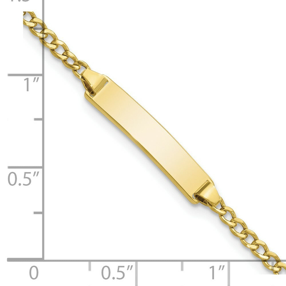 10K Yellow Gold Semi-solid Curb Link ID Bracelet  length: 7 inches