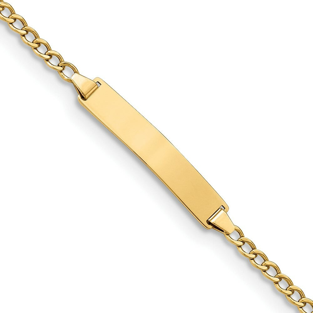 10K Yellow Gold Semi-solid Curb Link ID Bracelet  length: 7 inches