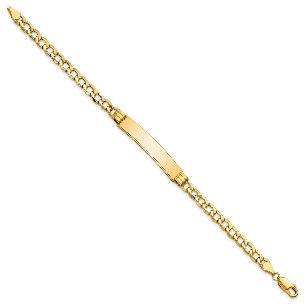 10K Yellow Gold Semi-solid Curb Link ID Bracelet  length: 7 inches
