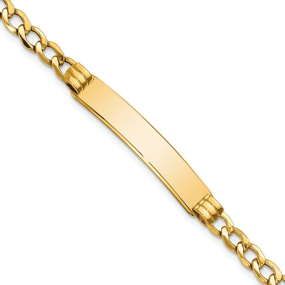 10K Yellow Gold Semi-solid Curb Link ID Bracelet  length: 7 inches