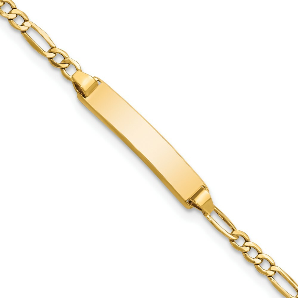10K Yellow Gold Semi-solid Figaro Link ID Bracelet  length: 5.5 inches