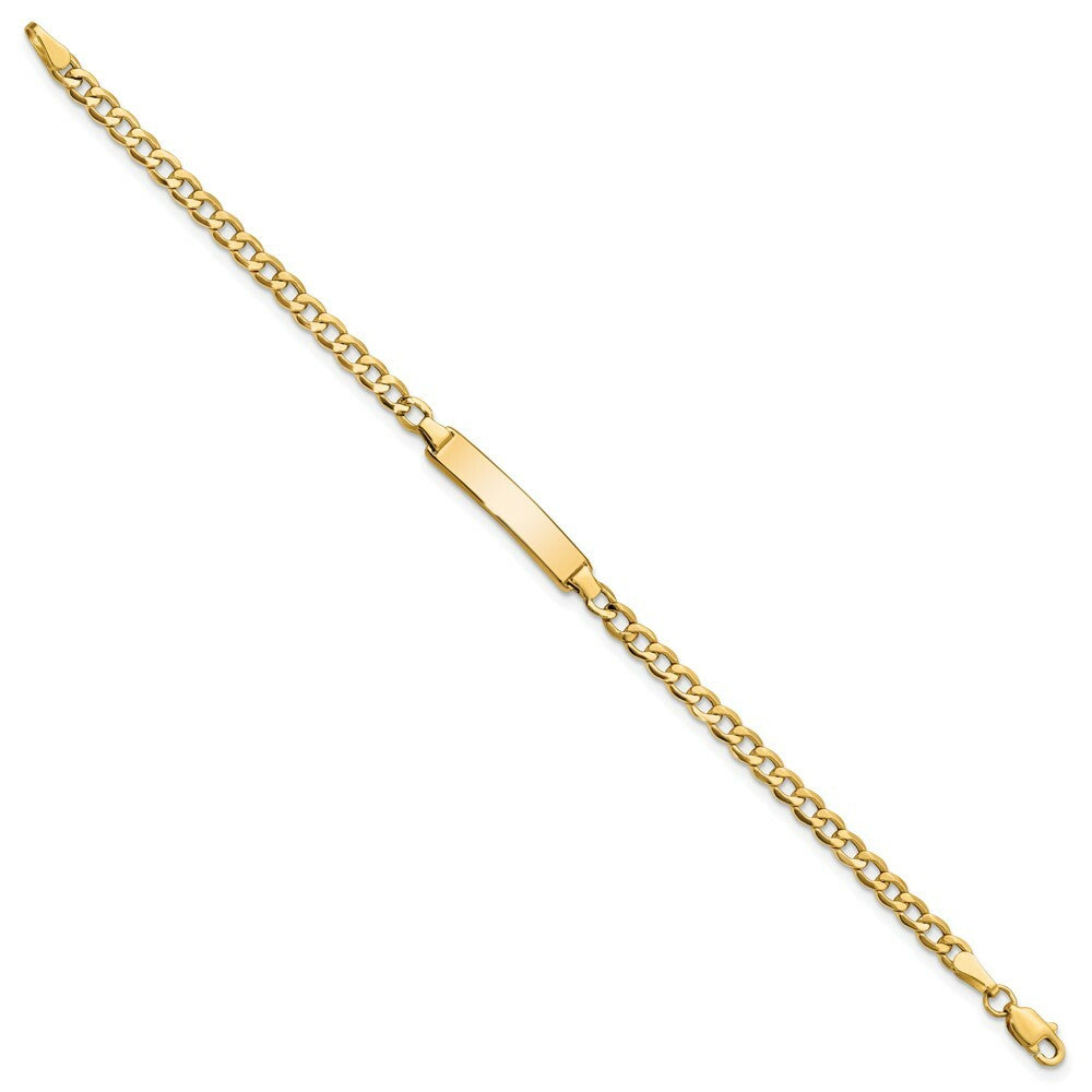 10K Yellow Gold Semi-solid Curb Link ID Bracelet  length: 7 inches