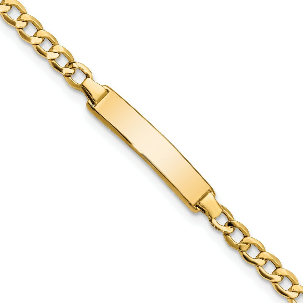 10K Yellow Gold Semi-solid Curb Link ID Bracelet  length: 7 inches