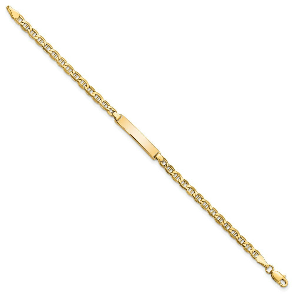 10K Yellow Gold Semi-solid Anchor Link ID Bracelet  length: 6 inches
