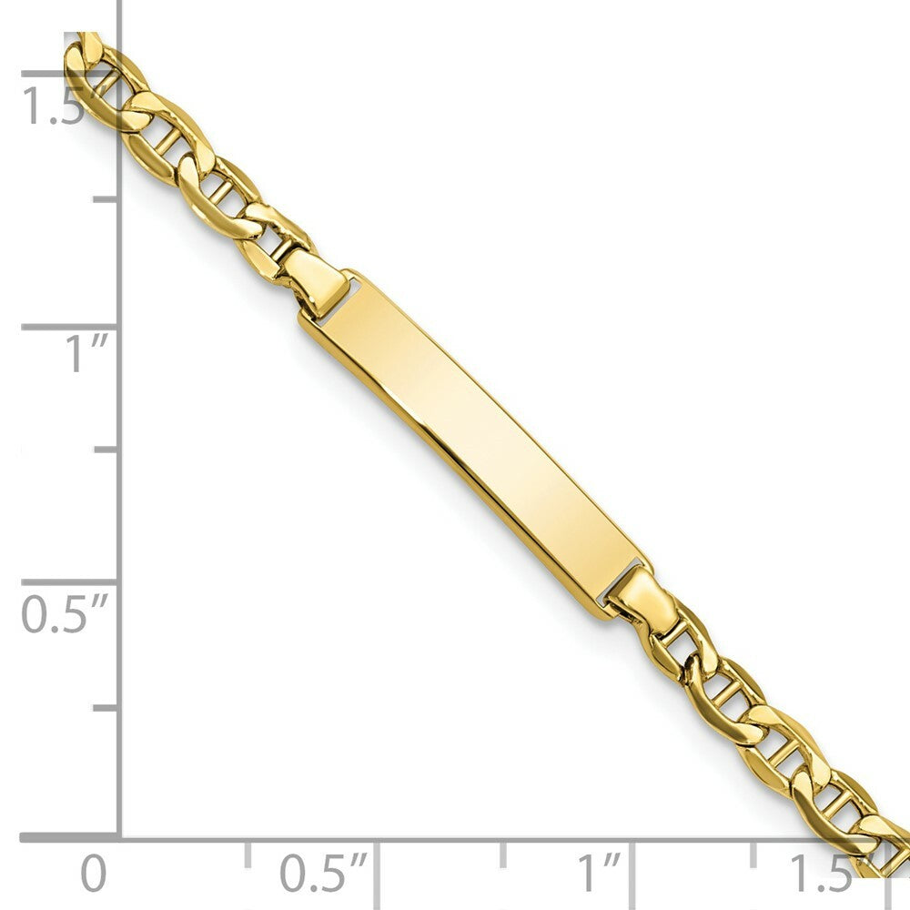 10K Yellow Gold Semi-solid Anchor Link ID Bracelet  length: 6 inches