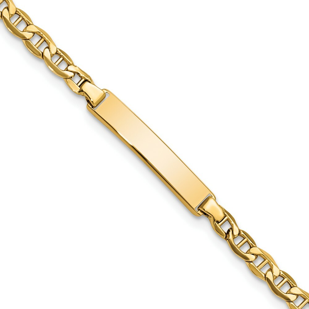 10K Yellow Gold Semi-solid Anchor Link ID Bracelet  length: 6 inches