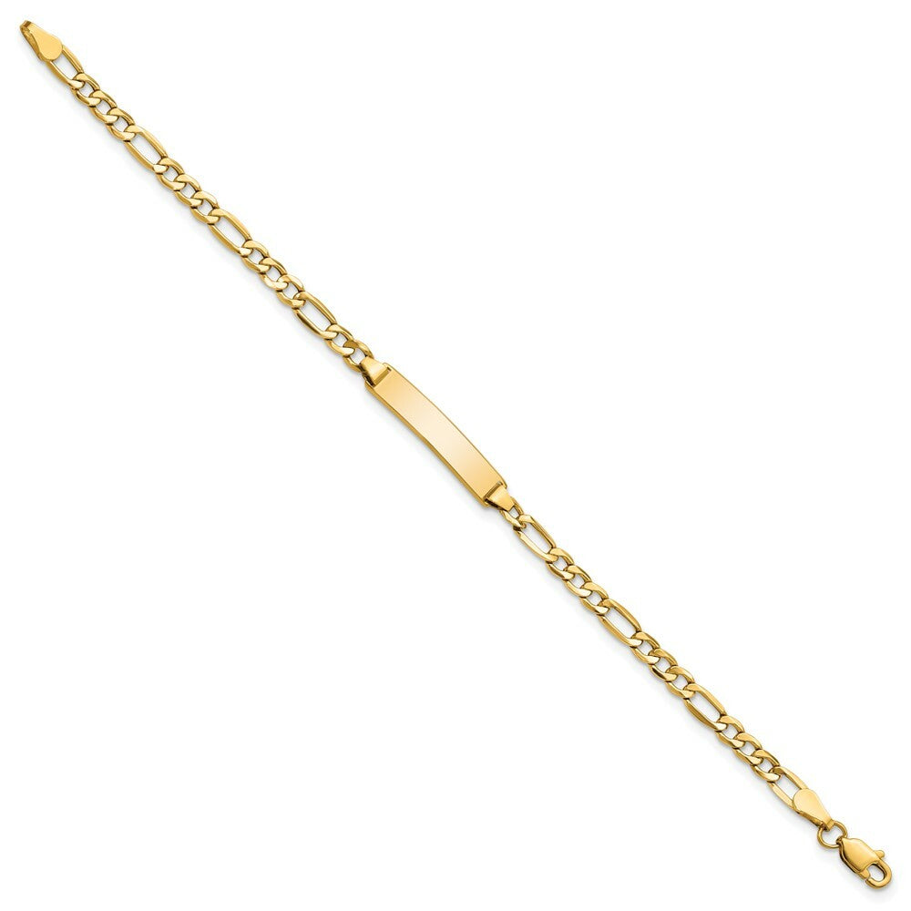 10K Yellow Gold Semi-solid Figaro Link ID Bracelet  length: 6 inches