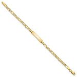 Load image into Gallery viewer, 10K Yellow Gold Semi-solid Figaro Link ID Bracelet  length: 6 inches
