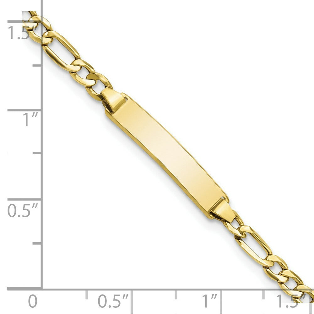 10K Yellow Gold Semi-solid Figaro Link ID Bracelet  length: 6 inches