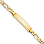 Load image into Gallery viewer, 10K Yellow Gold Semi-solid Figaro Link ID Bracelet  length: 6 inches
