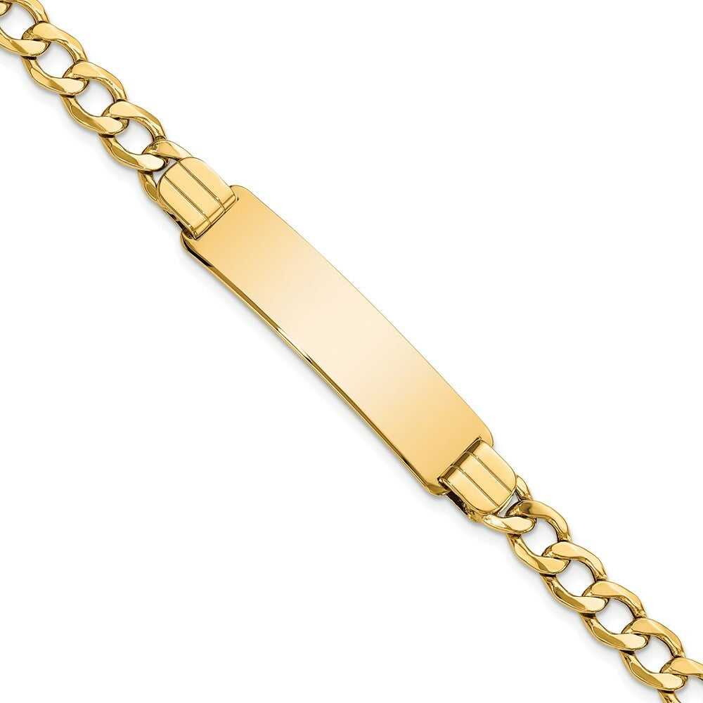 10K Yellow Gold Semi-solid Curb Link ID Bracelet  length: 7 inches