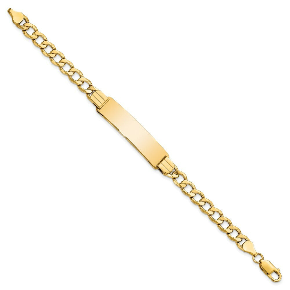 10K Yellow Gold Semi-solid Curb Link ID Bracelet  length: 7 inches