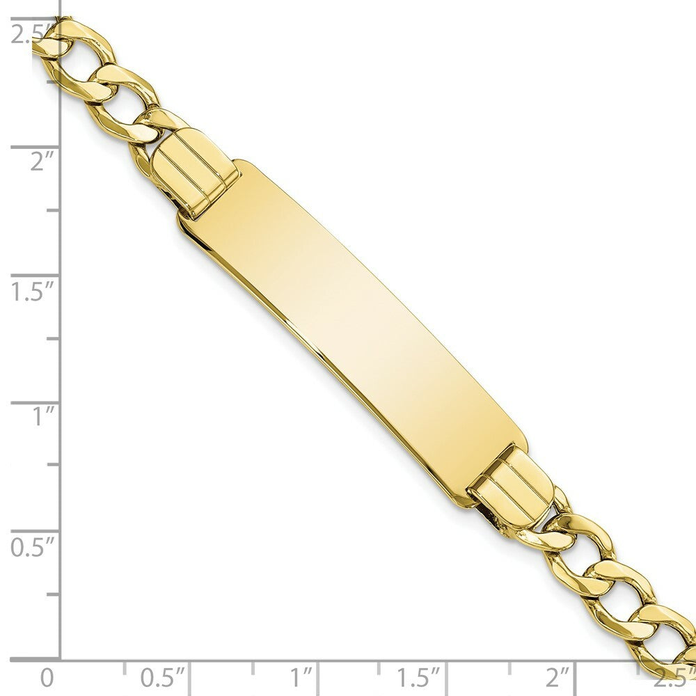 10K Yellow Gold Semi-solid Curb Link ID Bracelet  length: 7 inches