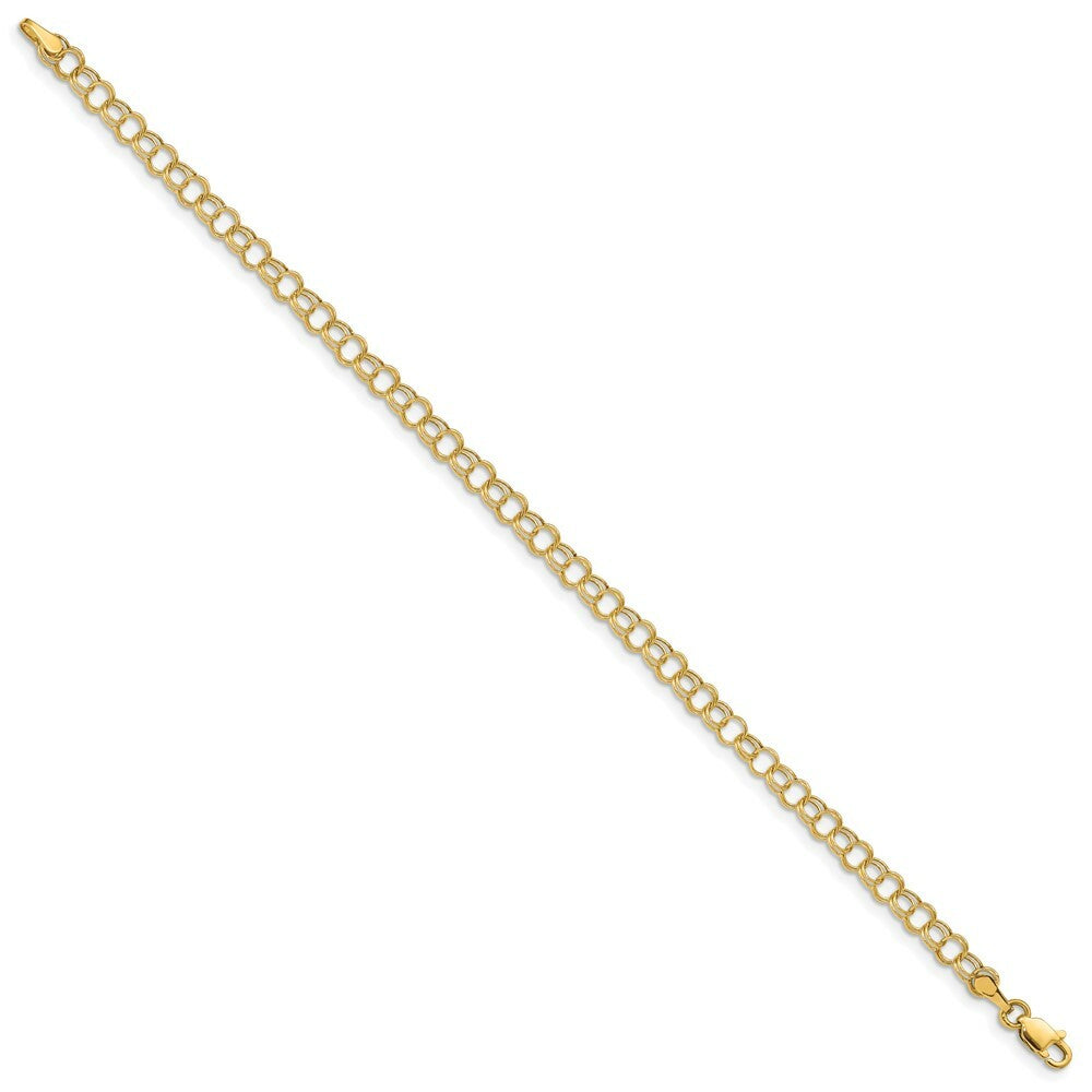 10K Yellow Gold Hollow Double Link Charm Bracelet  length: 8 inches
