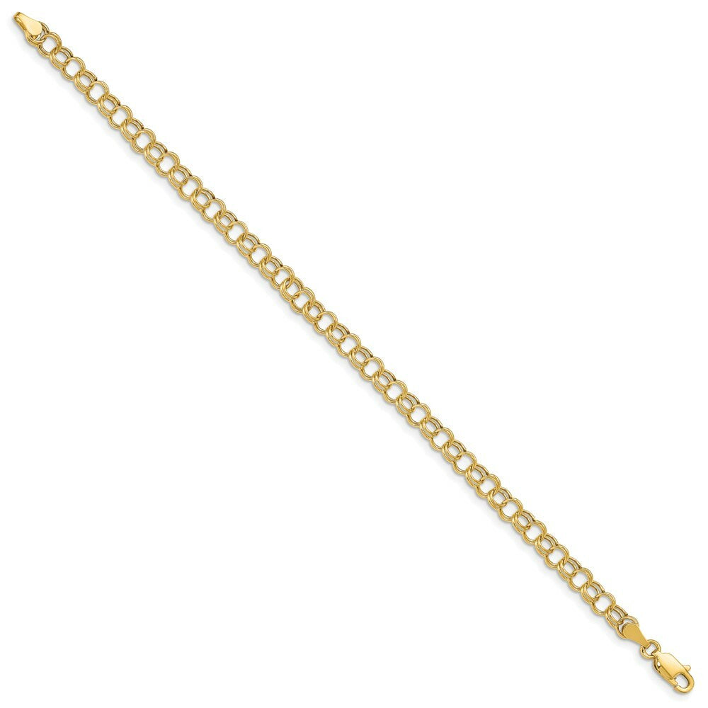 10K Yellow Gold Hollow Double Link Charm Bracelet  length: 8 inches