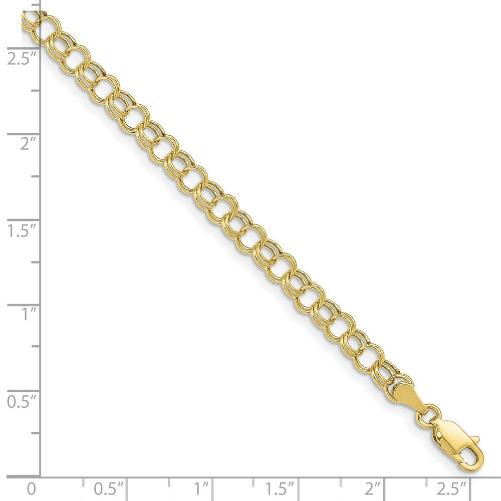 10K Yellow Gold Hollow Double Link Charm Bracelet  length: 8 inches