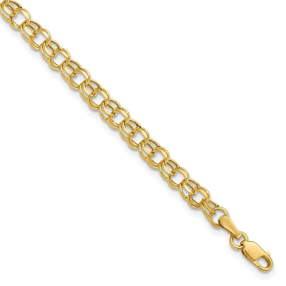 10K Yellow Gold 7in 4.5mm Hollow Double Link Charm Bracelet  length: 7 inches