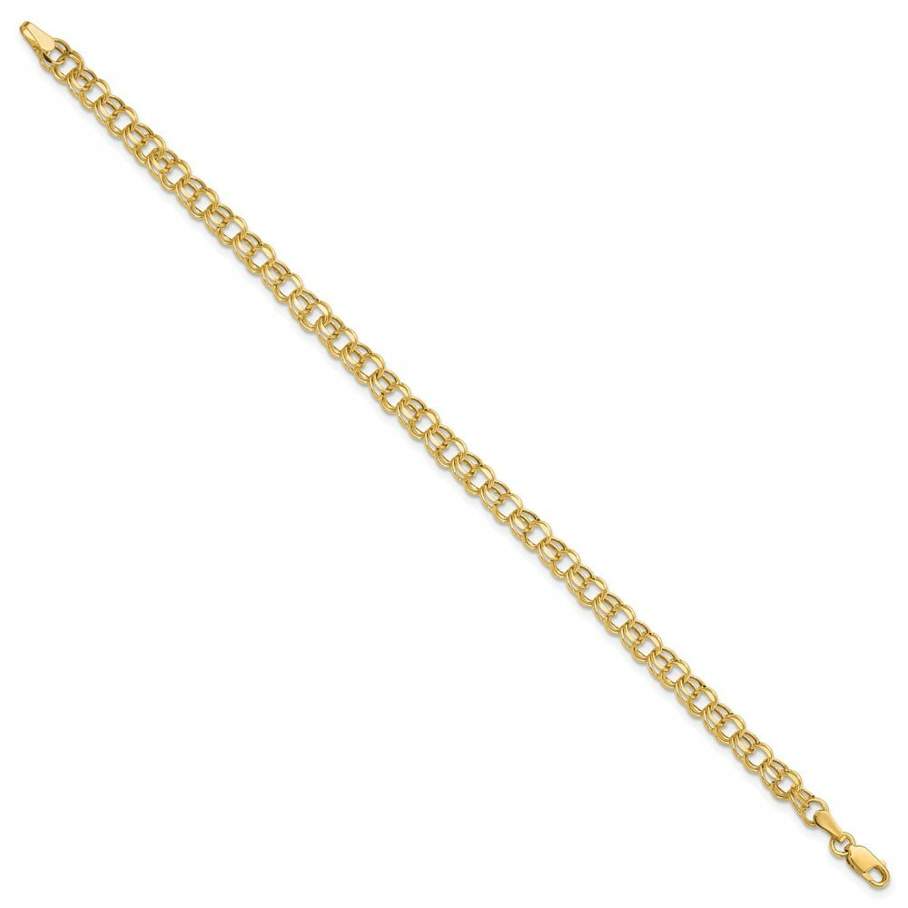 10K Yellow Gold 7in 4.5mm Hollow Double Link Charm Bracelet  length: 7 inches
