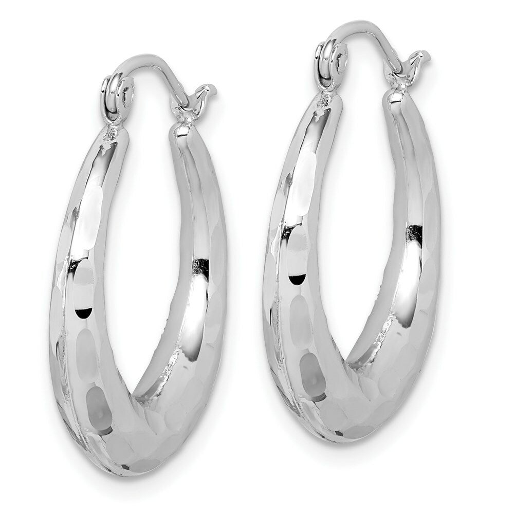 10K White Gold Polished & Diamond-cut 20mm Hoop Earrings