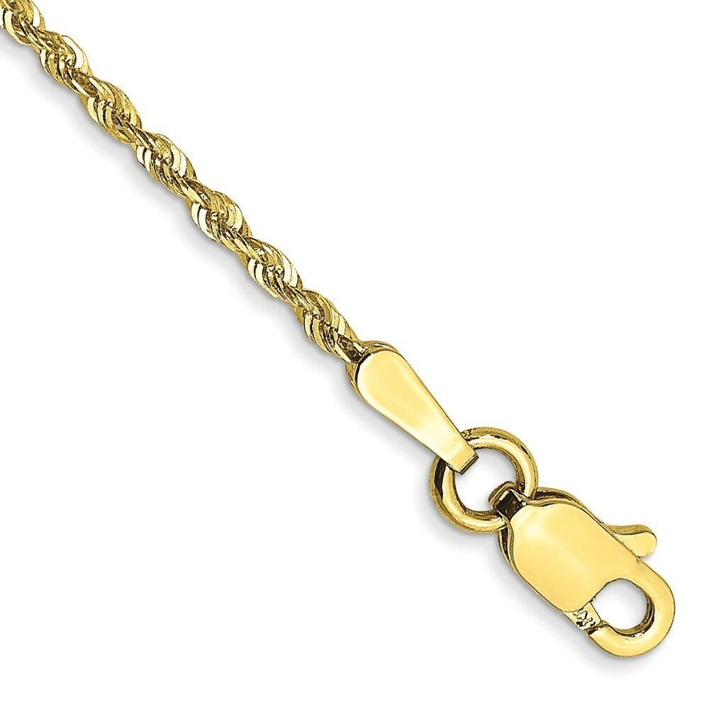 10K Yellow Gold 1.5mm Diamond-cut Extra-Lite Rope Chain Bracelet  Length 6'' inches