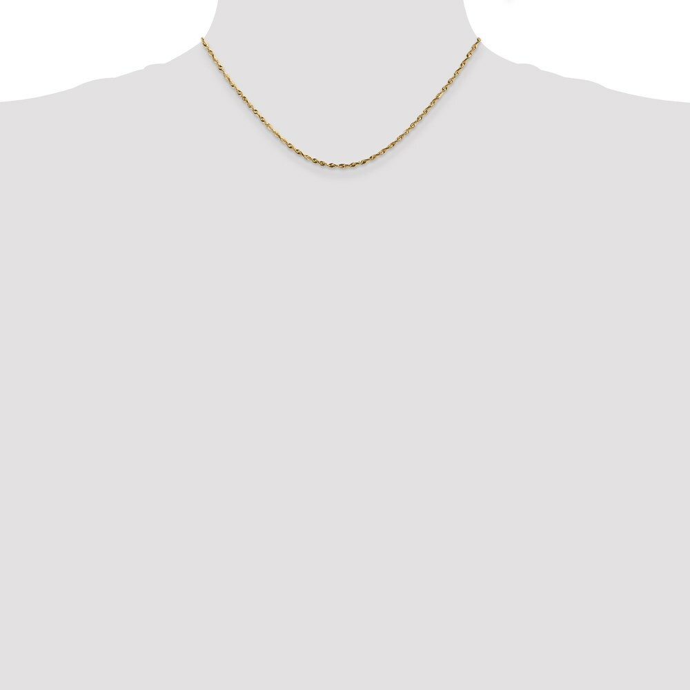 10K Yellow Gold 1.8mm Diamond-cut Extra-Lite Rope Chain Necklace  Length 16'' inches