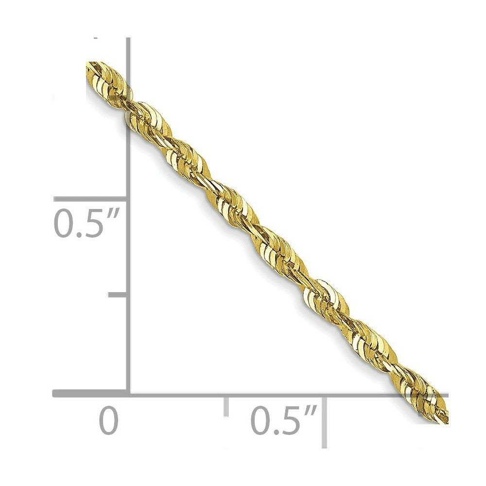 10K Yellow Gold 1.8mm Diamond-cut Extra-Lite Rope Chain Necklace  Length 16'' inches