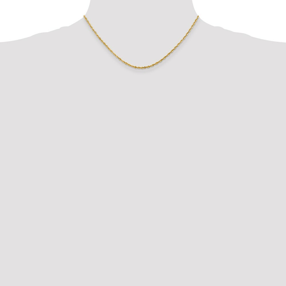 10K Yellow Gold 2mm Diamond-cut Extra-Lite Rope Chain Necklace  Length 16'' inches