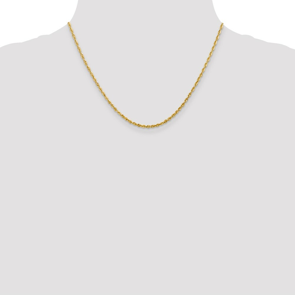 10K Yellow Gold 2.25mm Diamond-cut Extra-Lite Rope Chain Necklace  Length 18'' inches